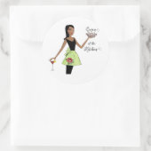Sticker rond classique "Queen of the Kitchen" (Sac)