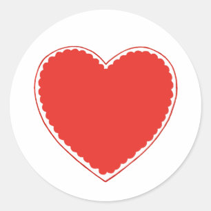 Sticker rond classique Red Heart Valentine