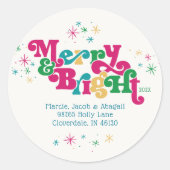 Sticker rond classique rétro Merry et brillant (Devant)
