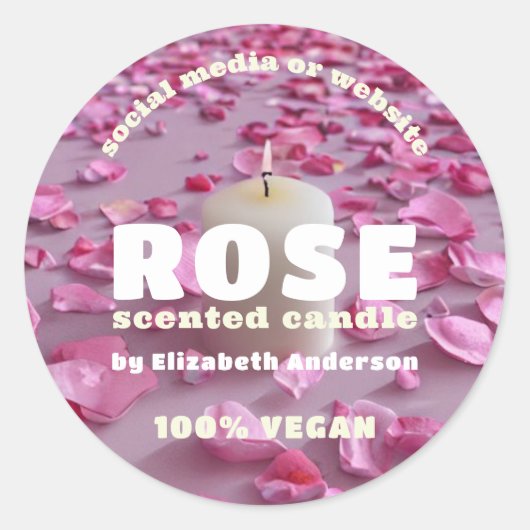 Sticker rond classique rose (Devant)