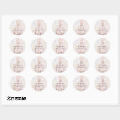 Sticker Rond Classique Rose Pâle Floral Douce 16e Anniversaire (Feuille)