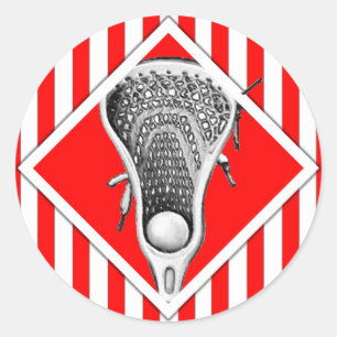 Sticker rond classique rouge Lacrosse Lax