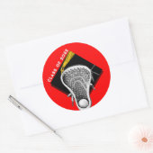 Sticker rond classique rouge Lacrosse pour aînés (Enveloppe)
