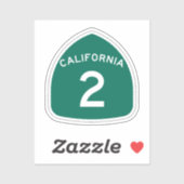 Sticker rond classique Route 2 de Californie (Feuille)