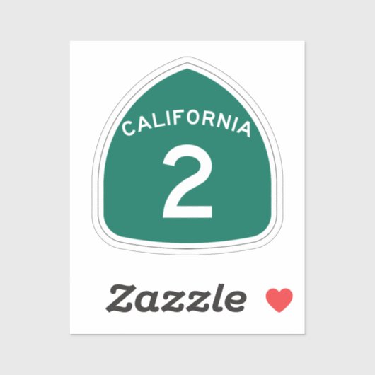 Sticker rond classique Route 2 de Californie (Feuille)