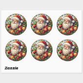 Sticker rond classique Santa Claus (Feuille)