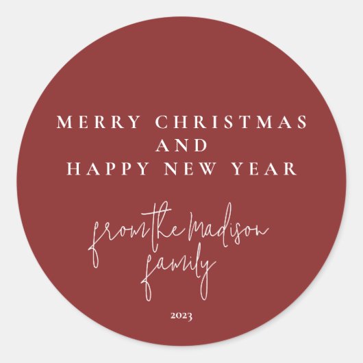 Sticker Rond Classique simple Falu rouge (Devant)