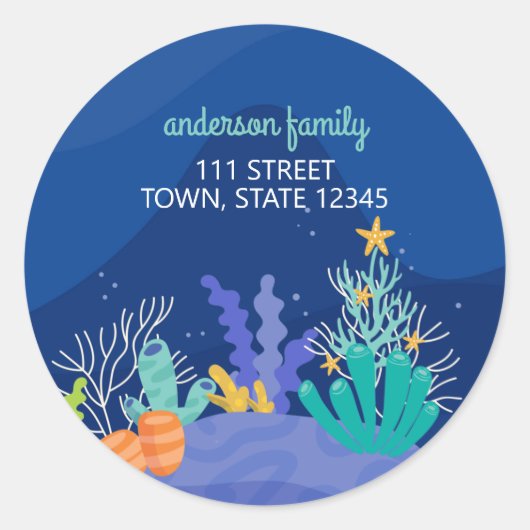 Sticker rond classique sous la mer de Noël (Devant)