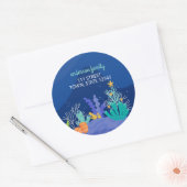 Sticker rond classique sous la mer de Noël (Enveloppe)