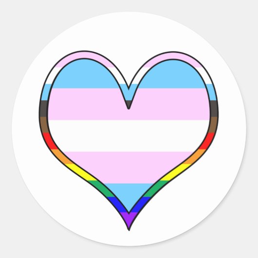 Sticker rond classique Trans Pride Heart (Devant)