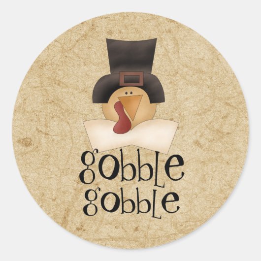 Sticker rond classique Turquie Gobble Gobble (Devant)