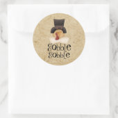 Sticker rond classique Turquie Gobble Gobble (Sac)