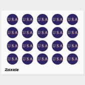 Sticker rond classique USA, brillant (Feuille)
