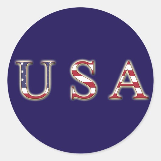 Sticker rond classique USA, brillant (Devant)