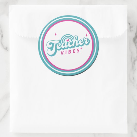 Sticker rond classique Vibes enseignant (Sac)