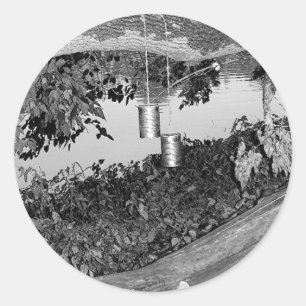 Sticker Rond Classique - vieux téléphone à chaîne