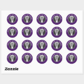 Sticker rond classique violet de crosse pour perso (Feuille)