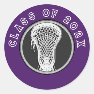 Sticker rond classique violet de crosse pour perso