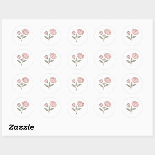 Sticker rond classique Wonky Zoo Peonies (Feuille)