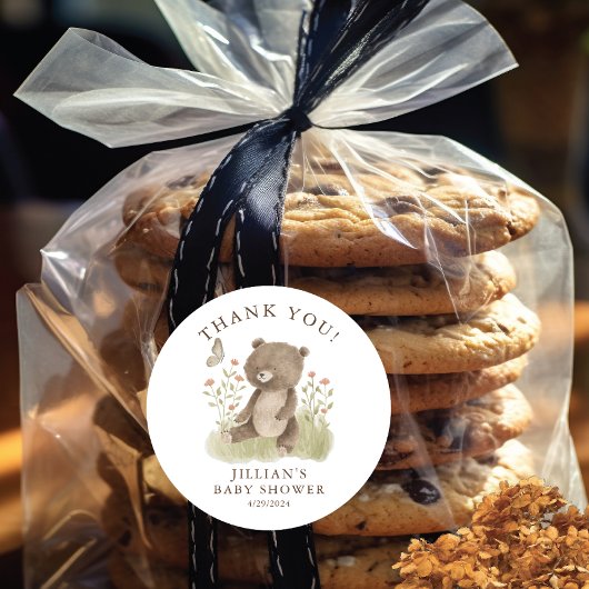 Sticker rond classique Woodland Wonder Bear