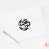 Sticker rond classique YIN YANG DEUX DRAGON (Enveloppe)