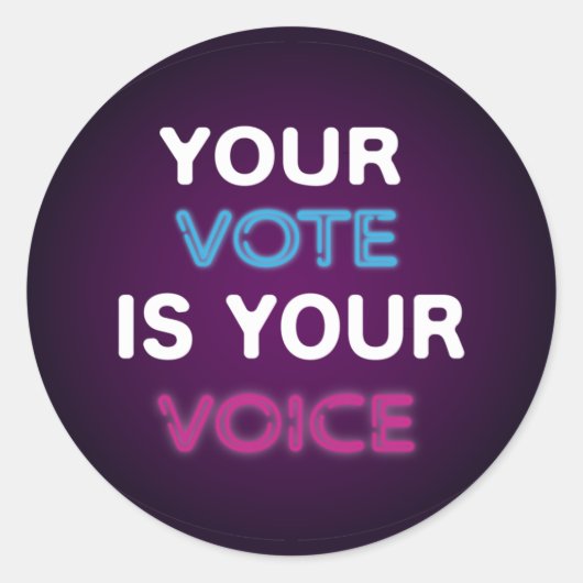 Sticker rond classique "Your Vote is Your Voice" (Devant)