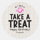 Sticker Rond Classroom Treat Birthday Heart Candy Simple (Devant)