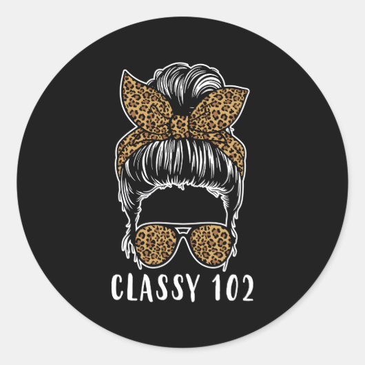 Sticker Rond Classy 102 Messy Bun Leopard (Devant)