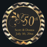 Sticker Rond Classy 50e Anniversaire de Mariage d'or<br><div class="desc">Stickers - Elégant 50ème Anniversaire Mariage d'or en or faux métallique avec do-it-yourself Texte. ⭐ Ce Produit est 100% Personnalisable. Les graphiques et le texte peuvent être supprimés, déplacés, redimensionnés, changés autour, tournés, etc... 99% de mes designs dans mon magasin sont faits en couches. Cela vous permet de redimensionner et...</div>