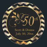 Sticker Rond Classy 50e Anniversaire de Mariage d'or<br><div class="desc">Stickers - Elégant 50ème Anniversaire Mariage d'or en or faux métallique avec do-it-yourself Texte. ⭐ Ce Produit est 100% Personnalisable. Les graphiques et le texte peuvent être supprimés, déplacés, redimensionnés, changés autour, tournés, etc... 99% de mes designs dans mon magasin sont faits en couches. Cela vous permet de redimensionner et...</div>