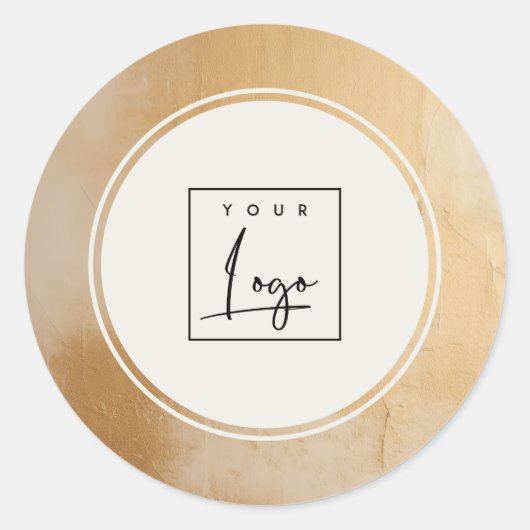 Sticker Rond Classy Artisan Beige Gold Paint Logo Entreprise (Devant)