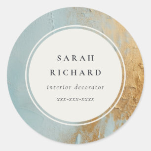 Sticker Rond Classy Artisan Blue Gold Paint Business