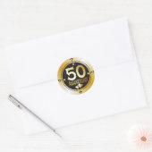Sticker Rond Classy Black and Gold 50e Anniversaire d'or (Enveloppe)
