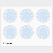 Sticker Rond Classy Blue White Daisy Flowers (Feuille)