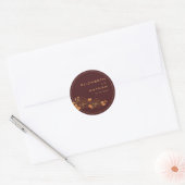 Sticker Rond Classy Bourgogne & Gold Floral Foliage Mariage (Enveloppe)