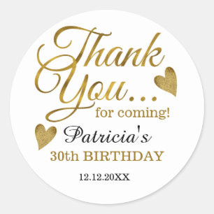 Sticker Rond Classy Gold 30e anniversaire Merci