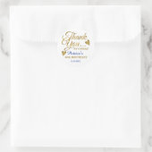 Sticker Rond Classy Gold Blue 50th Birthday Merci   (Sac)