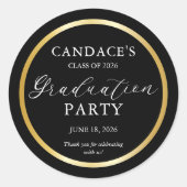 Sticker Rond Classy Gold Frame Minimalist Graduation Party (Devant)