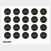 Sticker Rond Classy Gold Joyeux anniversaire (Feuille)