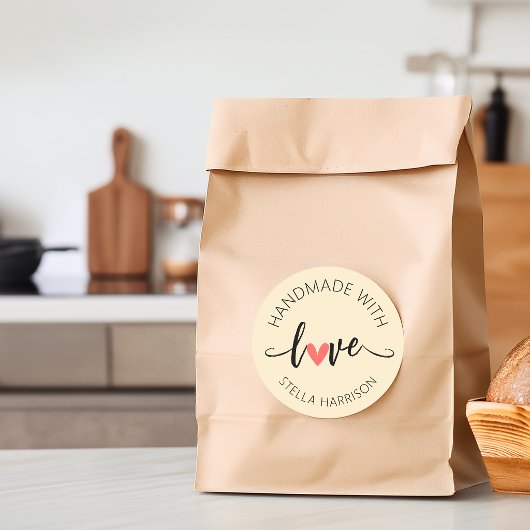 Sticker Rond Classy Handmade With Love Personalized