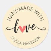 Sticker Rond Classy Handmade With Love Personalized (Devant)