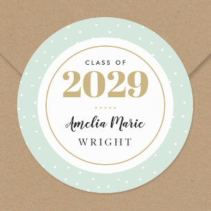 Sticker Rond Classy Mint et Gold - Graduation personnalisée