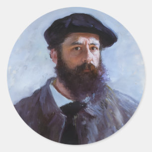 Sticker Rond Claude Monet, Autoportrait avec un béret,