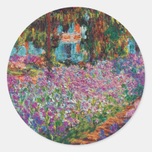 Sticker Rond Claude Monet - Iris dans le jardin de Monet Beaux-