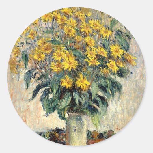 Sticker Rond Claude Monet Jérusalem Artichoke Flowers 1880 (Devant)