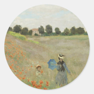 Sticker Rond Claude Monet Le Champ de coquelicots près d'Argent