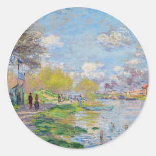 Sticker Rond Claude Monet - Le Printemps au bord de la Seine
