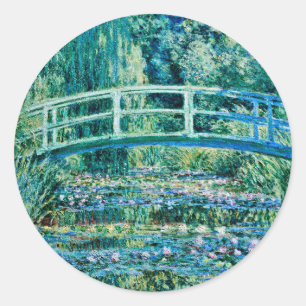 Sticker Rond Claude Monet - Pont D'Eau Et Pont Japonais