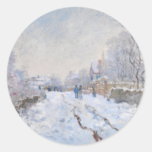 Sticker Rond Claude Monet - Scène de neige à Argenteuil