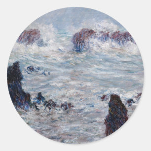 Sticker Rond Claude Monet - Tempête au large de la côte de Bell